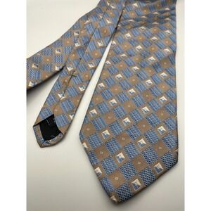 Innocenti Tailored Exclusively for Tom James Mens Silk Tie Geometric Blue Brown